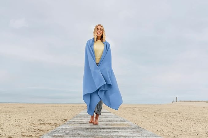 MV Sport Lightweight Sweatshirt Blanket Throw – Warm & Cozy, Breathable Oversized Fleece Knit, Couch, Bed, Travel, Cold Nights, and Outdoors – Soft Light Weight Blanket 54" x 84" Baby Blue