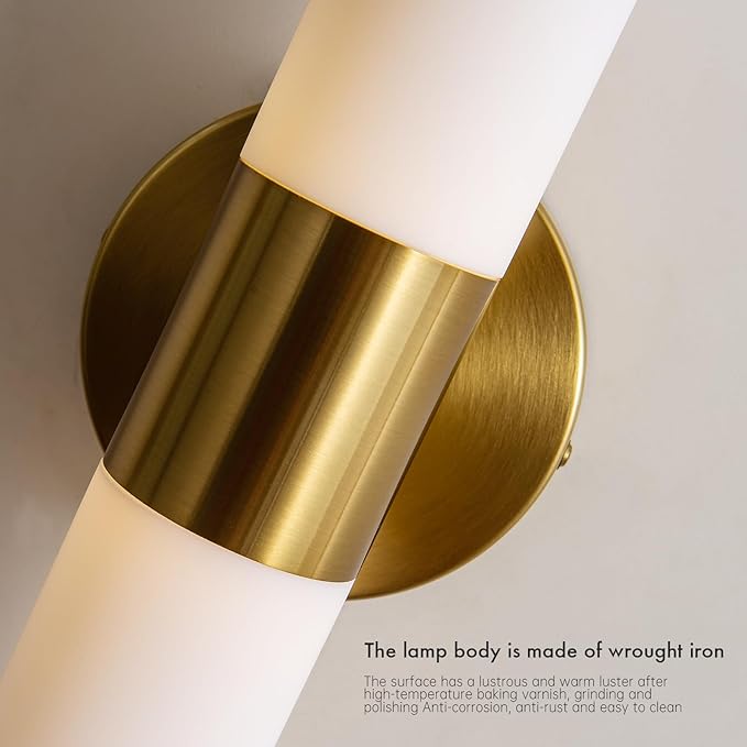 KSRYSZCQ Gold Wall Sconces Set of 2 Modern Indoor Dimmable Hardwired Wall Light with Acrylic Lampshade 18W Led Wall Lights for Bathroom Living Room Bedroom Hallway