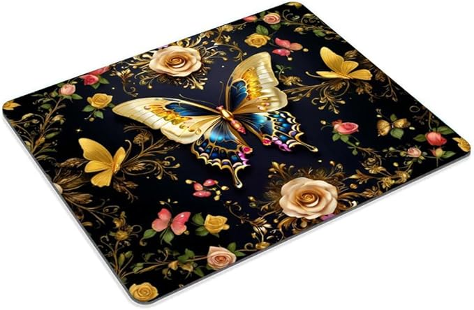 Black Gold Butterfly Mouse pad Customized Mousepad Non-Slip Rubber Base Mouse Pads for Computers Laptop Office Desk Accessories Mouse pad