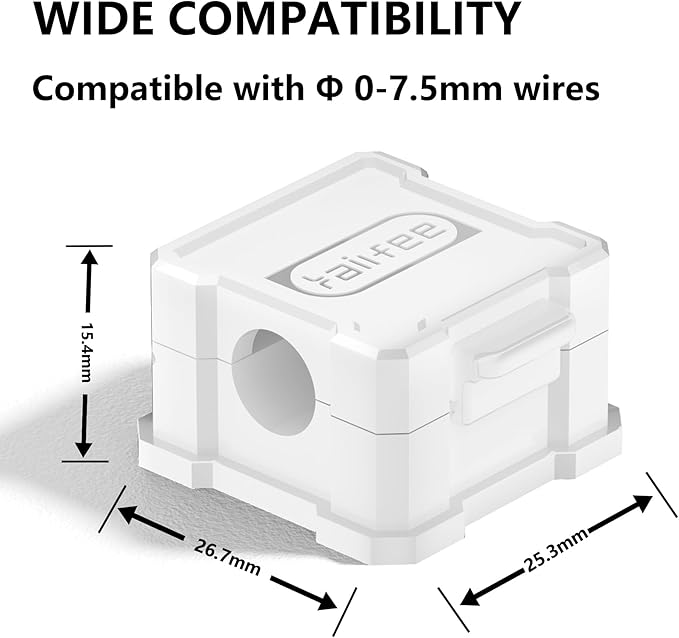 6 Pack Kailfee Magnetic Cable Clips - Smooth Adjustable Strong Magnet Adhesive Wire Organizer - 7.5mm Slot for All Cords - Ideal for Under Desk, Home, Office & Car - 6 pc White