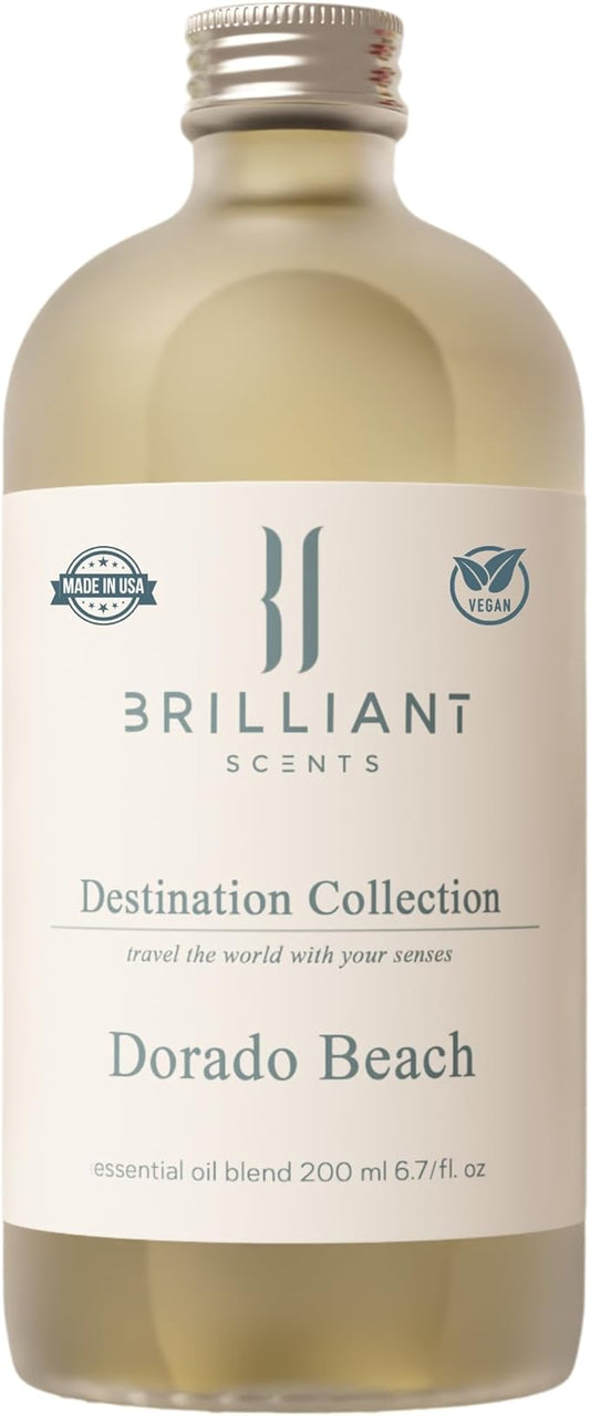 Brilliant Scents Dorado Beach Fragrance Oil 200ml - Premium Diffuser Oil for Home, Office, Hotels - Long Lasting, Plant-Based, Meets IFRA Standards, USA-Made - Lemon, Ocean, Musk
