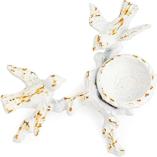 Sungmor Vintage Cast Iron Tealight Candle Holder, Lovely & Beautiful Birds Nest Design, Unique Tabletop Shelf Home Decor Pieces, Small Birds Statue Candle Holders Coffee Table Centerpieces Decor