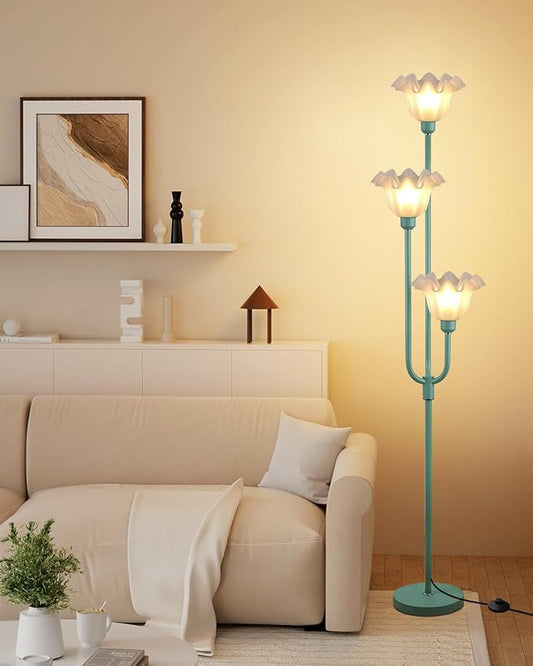 Lightdot 66IN Flower Floor Lamp 3-Lights Vintage Floor Lamps with 3000K Warm White Bulbs for Wedding Party Modern Tall Standing Lamp for Living Room/Bedroom