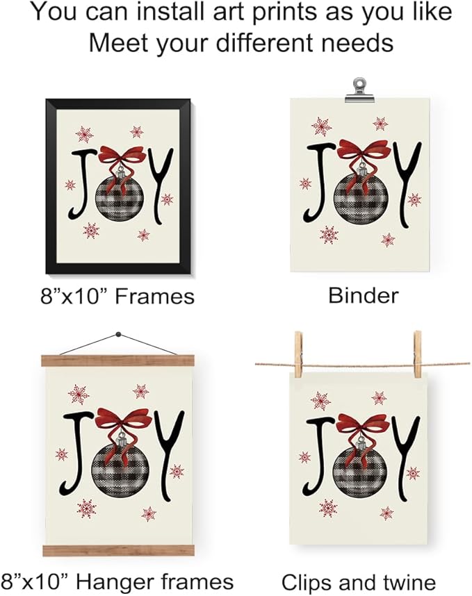 Wheatwin Christmas Wall Decor, Merry Christmas Wall Art Prints Set of 4, Christmas Trees Winter Decor for Farmhouse Living Room Bedroom Office, 8x10 (Unframed)