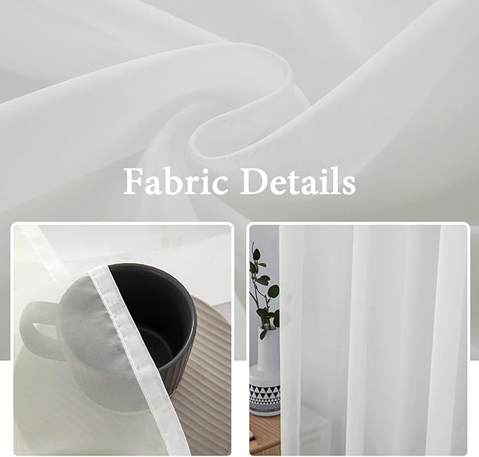 MIULEE 2 Panels Solid Color Sheer Window Curtains Elegant Window Voile Panels/Drapes/Treatment for Bedroom Living Room (54X54 Inches Ivory)