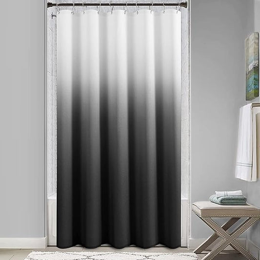Black Shower Curtain Black Gray Ombre Shower Curtain for Bathroom Decor, Black Bath Curtains for Men Washable 60 x 72