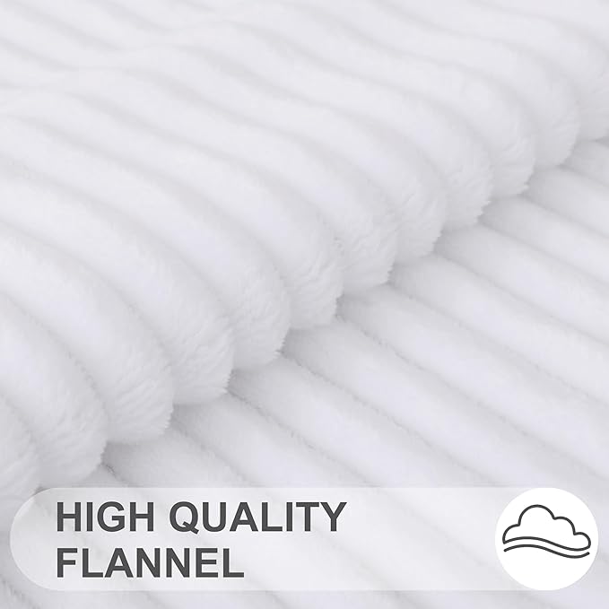 Simmore Decorative Fall Throw Pillow Covers 18x18 Set of 2, Soft Natural Plush Flannel Double-Sided Fluffy Couch Pillow Covers for Sofa Living Room, White