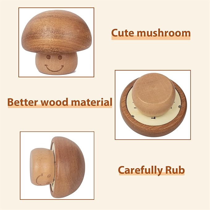 Castle in The Sky Mechanism Music Box Cute mini Mushroom Vintage Wood Carved Musical Gift for Birthday Valentine's Day Christmas Thanksgiving Day