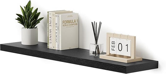 Vivelove Single Floating Shelves 48 Inches, 48 x 10 inch Deep x 1.8 in Thick, Long Wall Shelves Heavy Duty 80 lbs for Bedroom, Living Room, Kitchen, Office, Modern Shelf Book Home Decor, Black