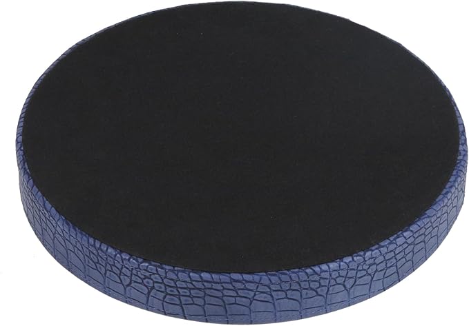 HofferRuffer Faux Leather Round Serving Tray, Vegan Croco Leather Decorative Tray, Food Tray for Storage Drinks, Snack & Cosmetics, Dia.12'' x 1.6'' (Blue)