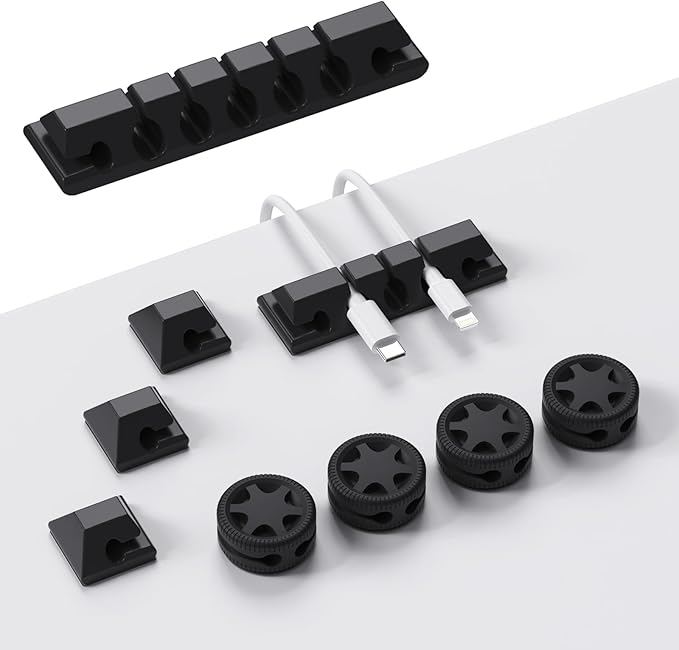 9 Pack Cord Organizer Clips - Desk Cable Management Clips, Cable Holder for Charger Wires, Phone Charger Cord Holder Clips for Desk, Office, Car, Home, Cubicle, Nightstand