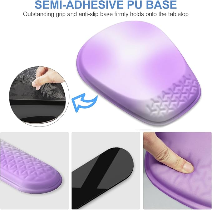 Mouse Pad with Wrist Rest, Comfortable Memory Foam Wrist Rest for Computer Keyboard, Ergonomic Mouse Pad Set for Easy Typing & Pain Relief - Gradient Purple