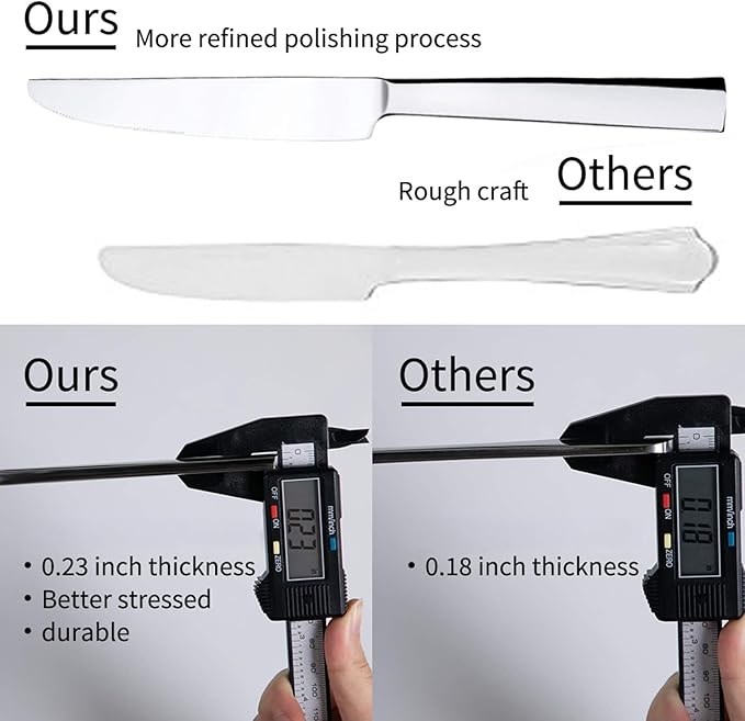 45-Piece Flatware Sets, Silverware Set for 8, Durable Stainless Steel Tableware in Ergonomic Design Size and Weight, Kitchen Utensils Set with Steak Knives, Rust-proof, Dishwasher Safe