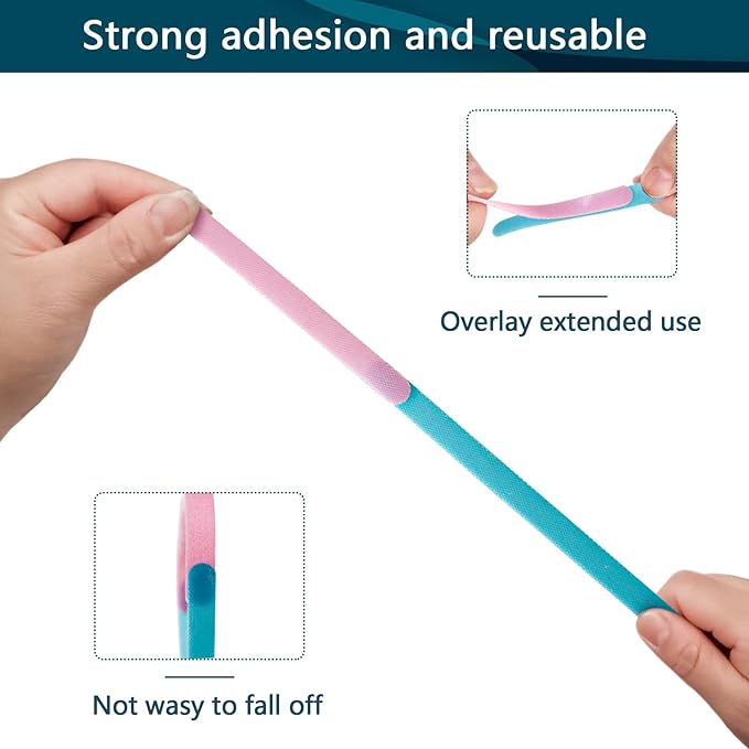 YOVXLO 50PCS 6 Inch Reusable Cable Ties, Adjustable Fastening Ties, Microfiber Cloth for Computer Link Cable Cord Management (Pink)