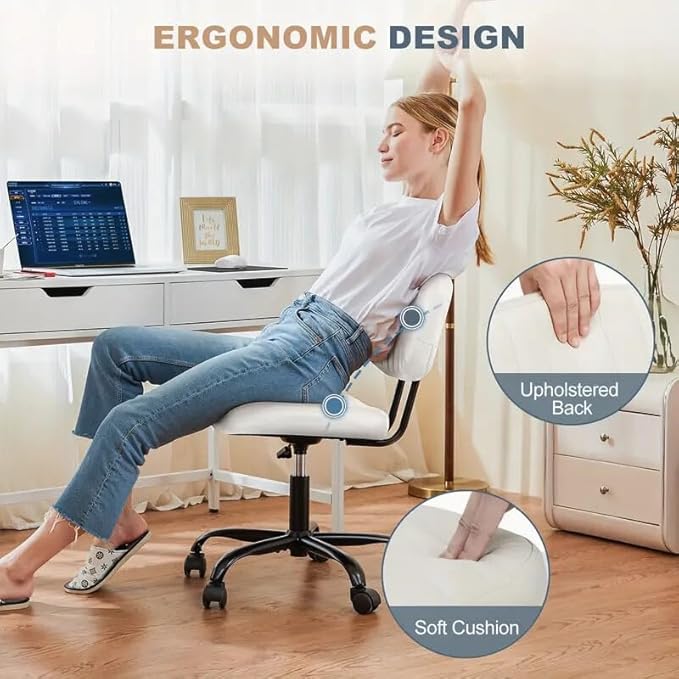 Simple & Modern Ergonomic Office Chair, Adjustable Leather Desk Chair, Lumbar Support with 360° Swivel Wheels