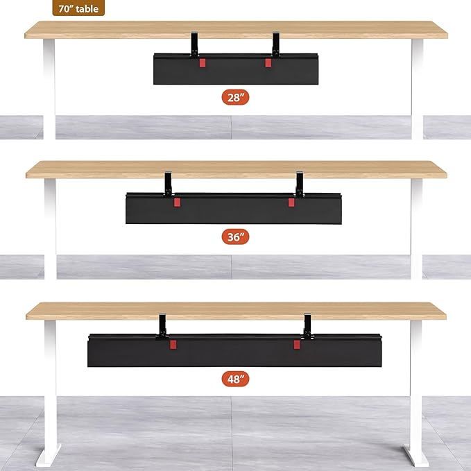 Univivi No Drill Under Desk Cable Management Tray, 36" Cord Organizer for Table, Clamp/Screw Mount Desk Cable Management, Premium Fabric Cable Management Tray for Office, Home