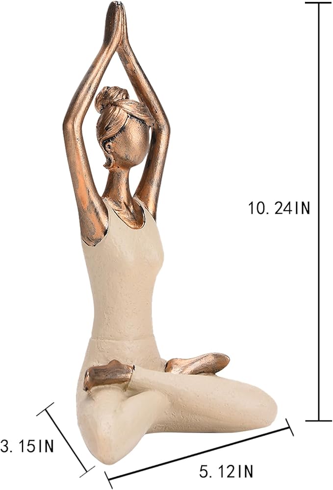 BRABUD Resin Yoga Girl Statue 10.2''(H) Meditation Zen Modern Figurine Home Bedroom Bookself Living Room Desk Decor Collectible Gift TQSHBS36