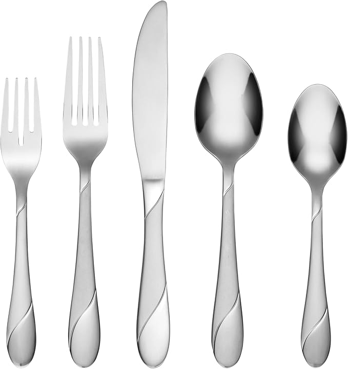 Cambridge 326J2H9BH26DS Swirl Sand 89-Piece Flatware Set