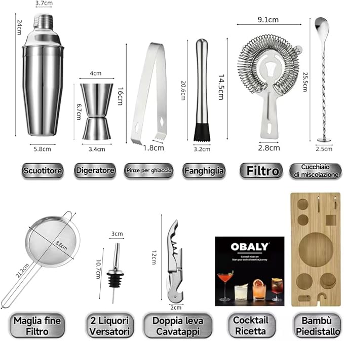 Bartender Kit 11-Piece Cocktail Shaker-Muddler for Cocktails 25oz Boston Shaker-Bar Accessories with Stylish Bamboo Stand Mix Drink Shaker kit Perfect Martini kit with Cocktail Recipes