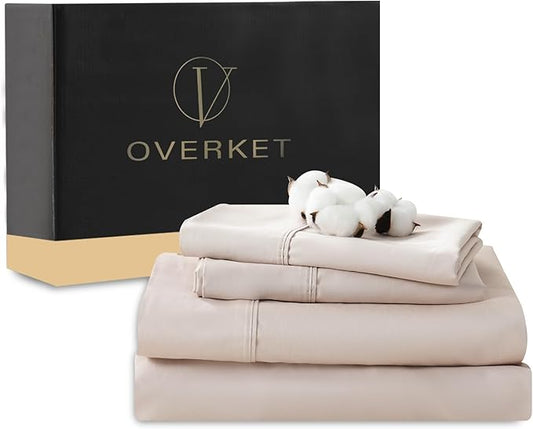 1000 Thread Count Egyptian Cotton Sheets Queen Size Set 4PCS Sateen Weave Soft Breathable 16-Inch Deep Pocket（Queen,Dusty Pink）