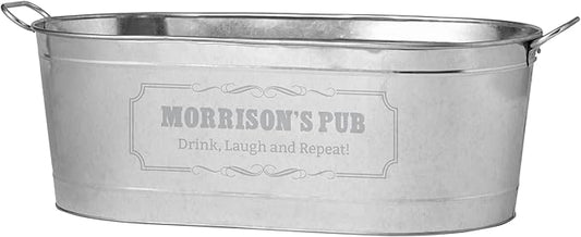Let's Make Memories Personalized Beverage Tub - Custom Beverage Tub - Create Your Own Beverage Tub - Galvanized Drink Tub - 20 ¾"L x 11 ¾"W x 7" H - 5.5 Gallons