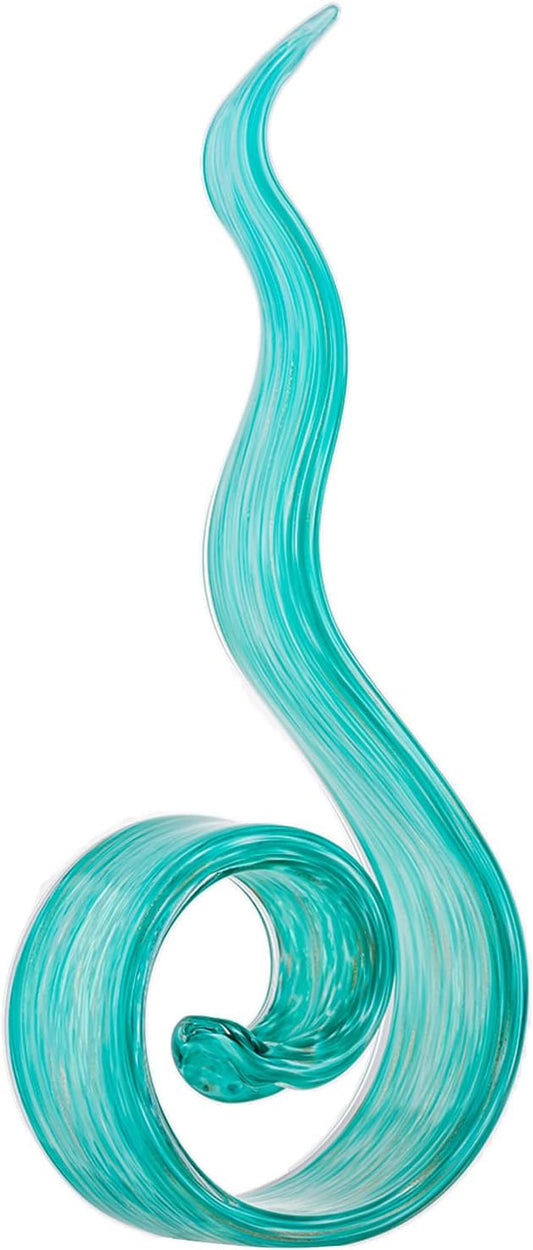 11.4" Tall Hand-Blown Glass Sculpture Murano-Style Sculpture Art Ornament Statue Figurines Home Decor Accent Piece Coastal Ocean Nautical Home Decor,Shelf,TV Stand,Tabletop Centerpieces,Wonderful Gift