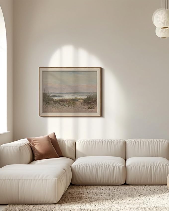 InSimSea Framed Canvas Wall Art Decor Room Decor, Classical Coastal Scenery Bathroom Pictures Wall Decorations, Farmhouse Kitchen Office Bathroom Art Wall Decor 16X20In