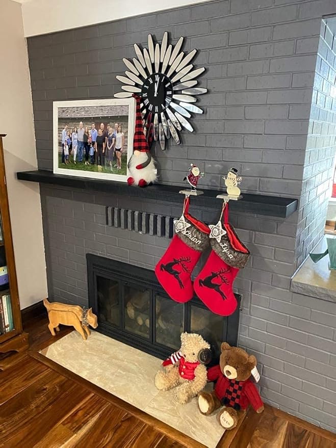 joelsantiques - 72 Inch Wooden Floating Shelves for Wall - 72x6x2 in - Made of Natural Wood - Long Heavy Duty Rustic Wall Shelves for Bedroom - Perfect for Living Room, Kitchen - Black