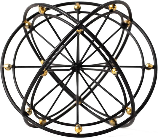 6.45 Inches Metal Geometric Sphere, 3D Black Metal Decorative Ball, Modern Tabletop Sculpture Orb, Table Top Decor Accents for Home Living Room Study Bedroom