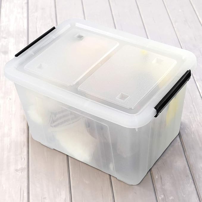 30 L Clear Large Storage Box, 4-Pack Plastic Storage Bins with Lids and Wheels