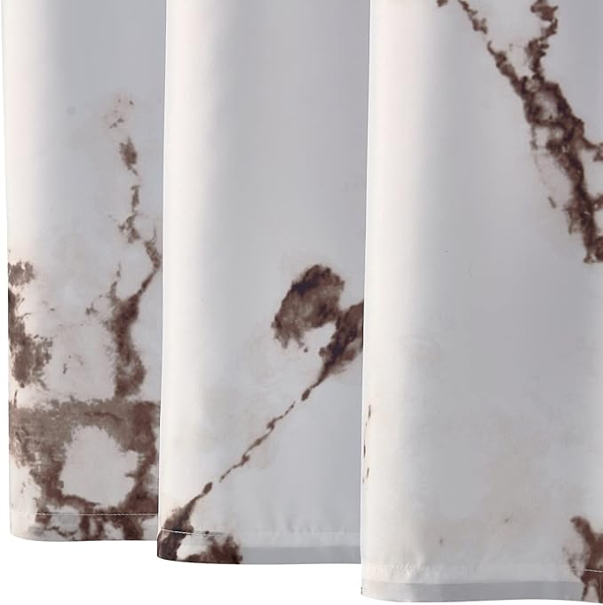 YOSTEV Marble Bathroom Shower Curtain,Brown and White Fabric Shower Curtain with Hooks,Unique 3D Printing,Decorative Bathroom Accessories,Water Proof,Reinforced Metal Grommets,Standard 72x72 Inches