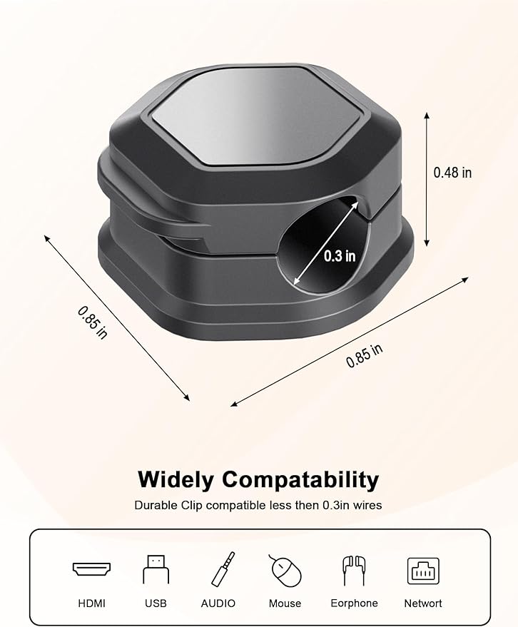 8 Pack Cord Organizer - Cord Holder for Nightstand - Cable Clips - Cord Holder, Magnetic Cord Organizer, for Desk, Nightstand, Phone Charger, Computer, Home, Office, Car