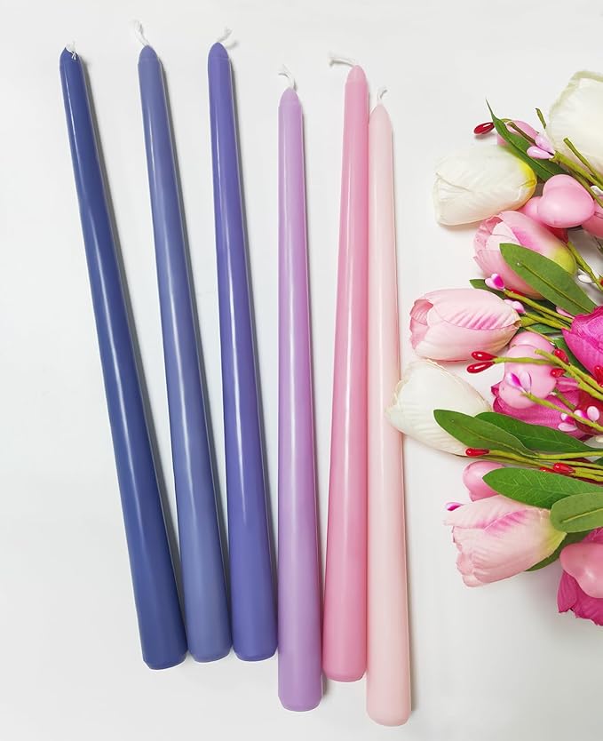 12 Inch Taper Candles 6 Pcs Unscented, Smokeless, Dripless Long Tapered Candlesticks Candles for Christmas Birthday Dinner Wedding Party Home Decor