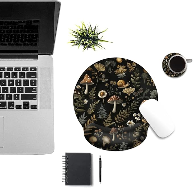 Ergonomic Mouse Pad with Memory Foam Wrist Rest Support Design,Relieve Wrist Pain Mousepad,Non-Slip Base for Laptop,Computer,Office Desk Accessories,Carpal Tunnel,Mushroom