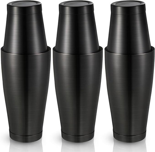 Sabary 6 Pcs Cocktail Shakers Professional Bar Shaker Boston Set Stainless Steel Martini Drink Mixer Basic Tool Weighted Shake Metal Can Cocktail Shaker Set, 18 Oz, 28 oz (Sanding Black)