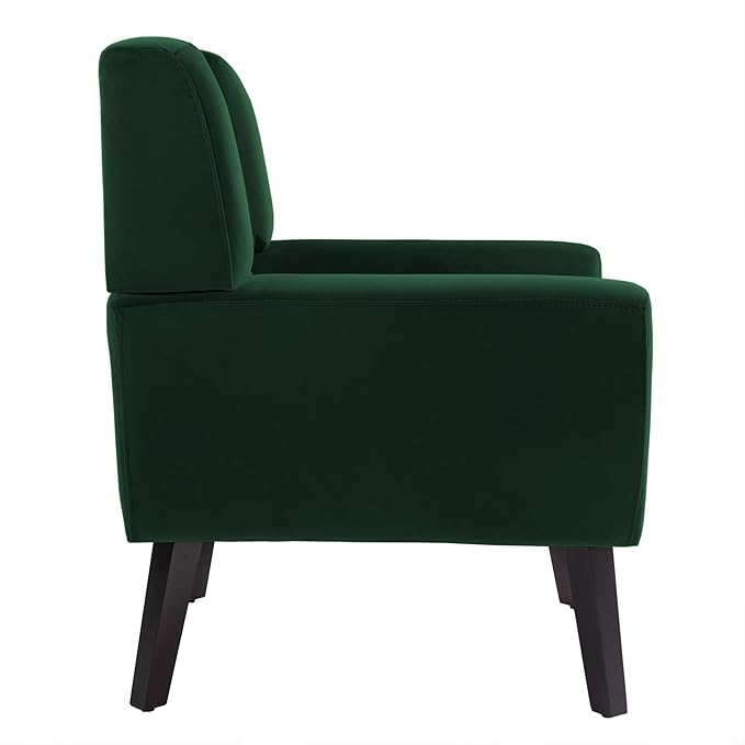 UIXE Accent Chair, Velvet Upholstered Armchair for Living Room, Modern Club Arm Chairs Comfy Single Sofa Button Tufted Bedroom Reading Seat - Retro Green, Set of 1