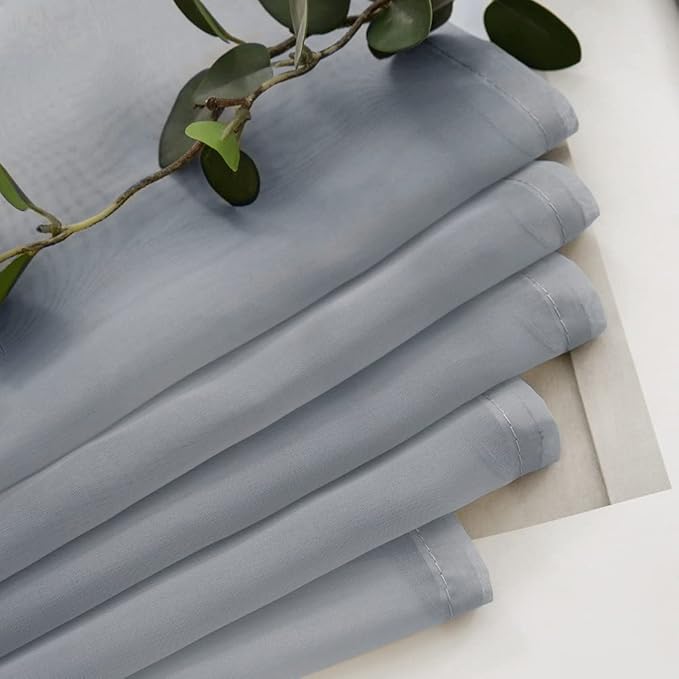 MIULEE 2 Panels Kitchen Tiers Half Window Sheer Curtains Rod Pocket Translucent Voile Drapes for Kitchen Bathroom Small Windows 29 by 36 Inch Dark Grey