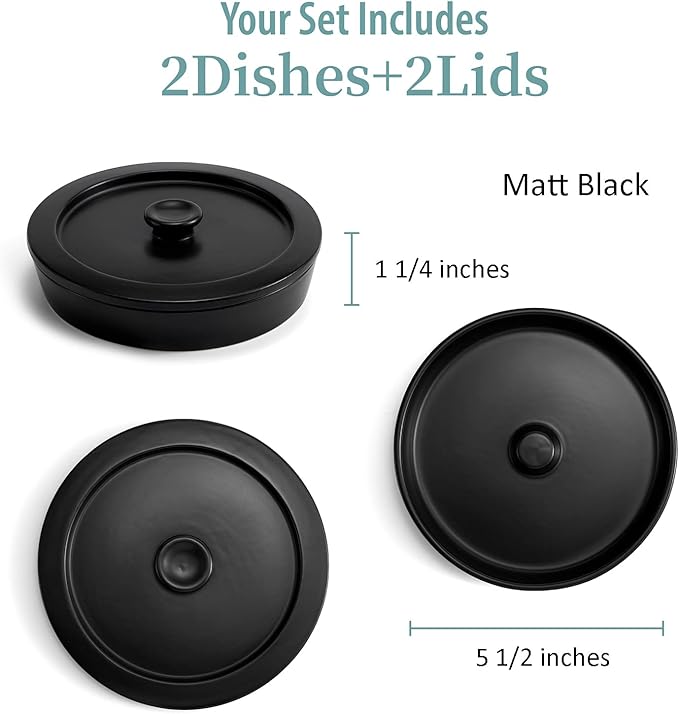 Margarita Salt Rimmer Set of 2 with Lids (Made of Ceramic) Home Bar Accessories Margarita Gift Bartender Kit, Salt Sugar Tajin Glass Rimmer for Cocktails, Black