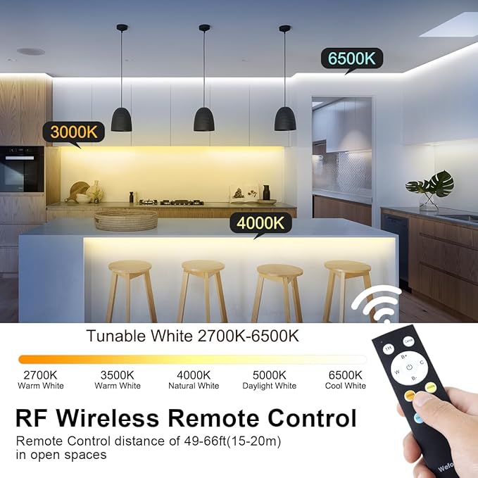 White LED Strip Lights, Upgraded 100ft Dimmable 2700K-6500K Bright 24V LED Light Strip with Remote and App Control, 1440 LEDs Flexible Tape Lights for Living Room, Bedroom, Kitchen, Ceiling