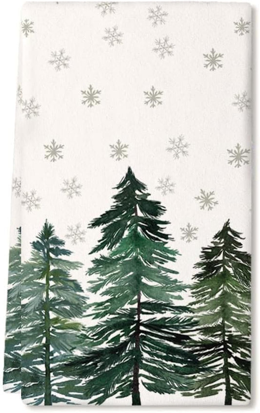 ARKENY Christmas Kitchen Towels,Green Xmas Tree Snowflake Dish Towels 18x26 Inch Drying Dishcloth,Farmhouse Home Decoration AD139