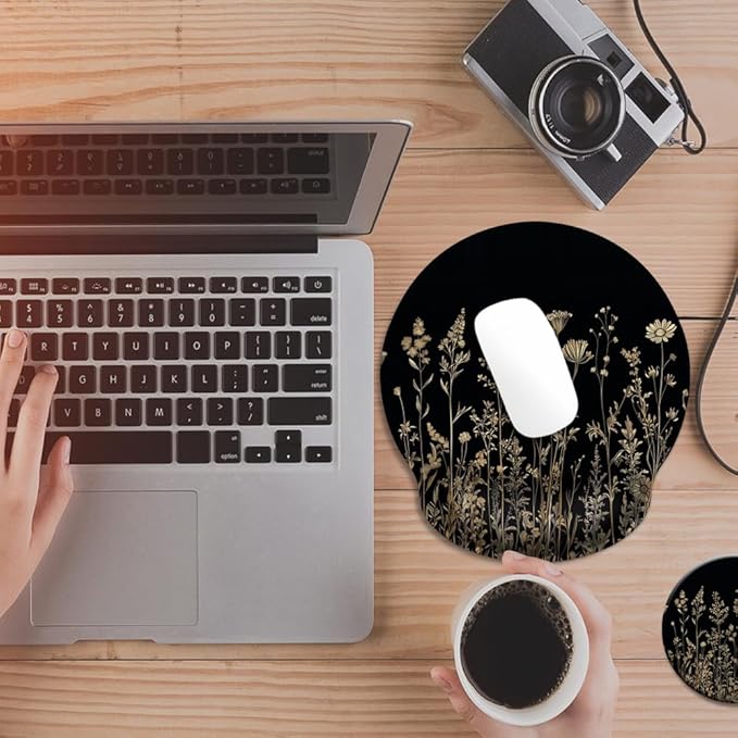 Mouse Pad with Wrist Support, Ergonomic Mouse Pad with Memory Foam Wrist Rest Cushion, Non-Slip Rubber Base Gaming Mice Pad for Home Office Computer Laptop,Wild Floral
