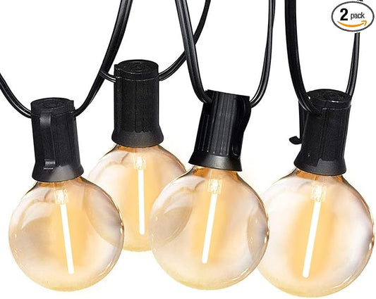 SUNTHIN Outdoor String Lights, 96FT(48ft * 2 Pack) Patio Lights with G40 Shatterproof LED Bulbs, Waterproof Outdoor Lights for Yard, Porch, Pergola, Pool, Garden, Pool, Party