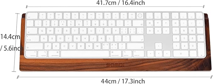 SAMDI Apple iMac Stand Base, Stainless Steel/Wooden Keyboard Tray - Magic Keyboard Mounting Platform - Black Walnut