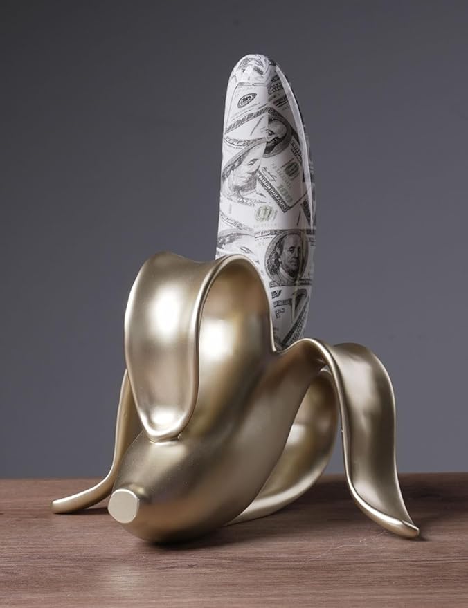 Abstract Sculpture Decor Modern Arts Banana Figurine Table Centerpiece Statue Polyresin 13.4 inch
