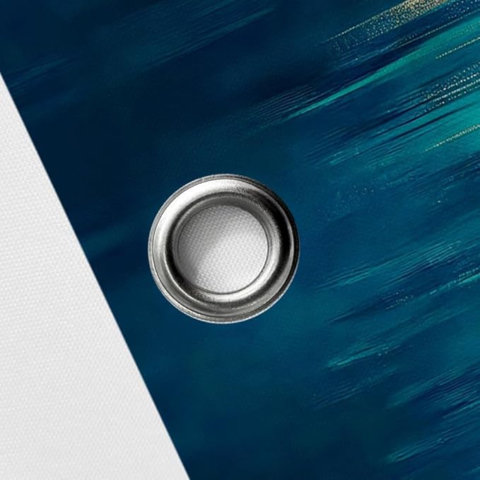 JAWO Abstract Teal Blue Shower Curtain, Lake Blue Boho Ombre Minimalist Chic Art Shower Curtains, Modern Neutral Contemporary Striped Brush Strokes Tan Art Waterproof Bathroom Curtain with 12 Hooks