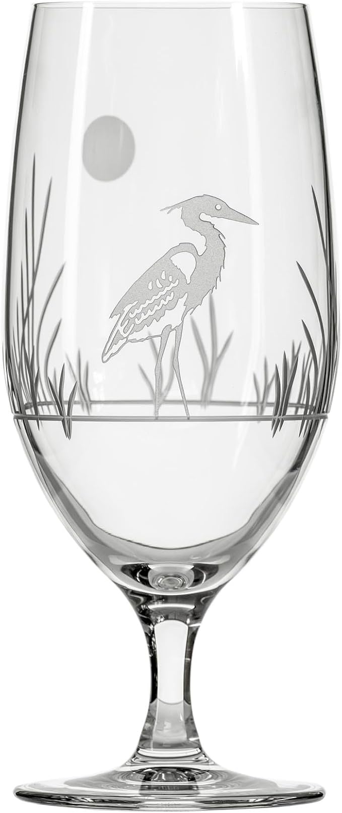 Rolf Glass Heron Footed Iced Tea Glass | 16oz Set of 4 Glasses | Lead-Free Diamond-Wheel Engraved Glass | Made in the USA