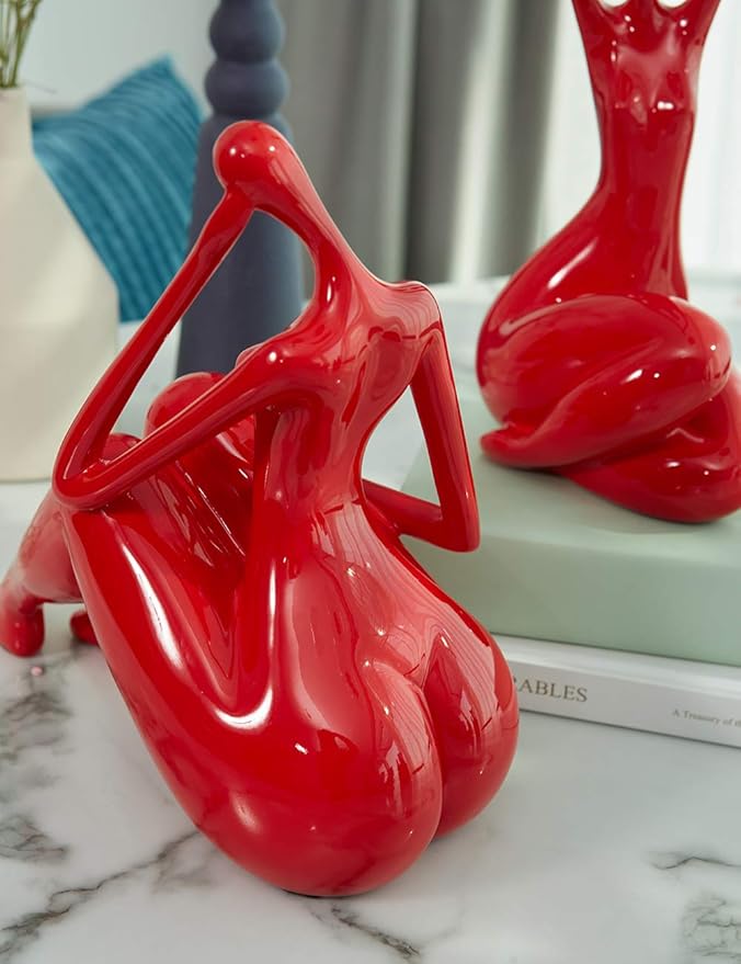 HAUCOZE Lady Sculpture Decor Woman Figurine Statue Modern Arts Gifts Polyresin 11 inch