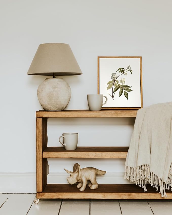VIYYIEA Vintage Framed Canvas Wall Art Prints, Sambucus Racemosa Botanical Plant Bathroom Art Painting, Rustic Farmhouse Plant Pictures for Bedroom Living Room Bathroom, 9"x11"