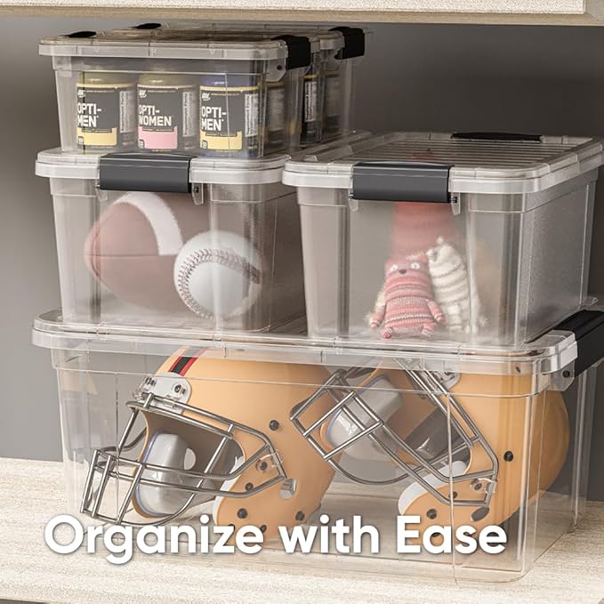 Superio Storage Bins with Lids, Clear Plastic Containers for Organizing, Stackable Totes, BPA Free, Odor Free, Organizer Boxes for Home, and Dorm (3 Pack, 22.75 Qt)