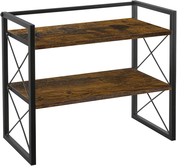 YINMIT Desktop Shelf Organizer, 2 Tier Office Shelves, Wood Desk Organizer Storage Rack and Freestanding Display Shelf for Office, Dormitory, Home